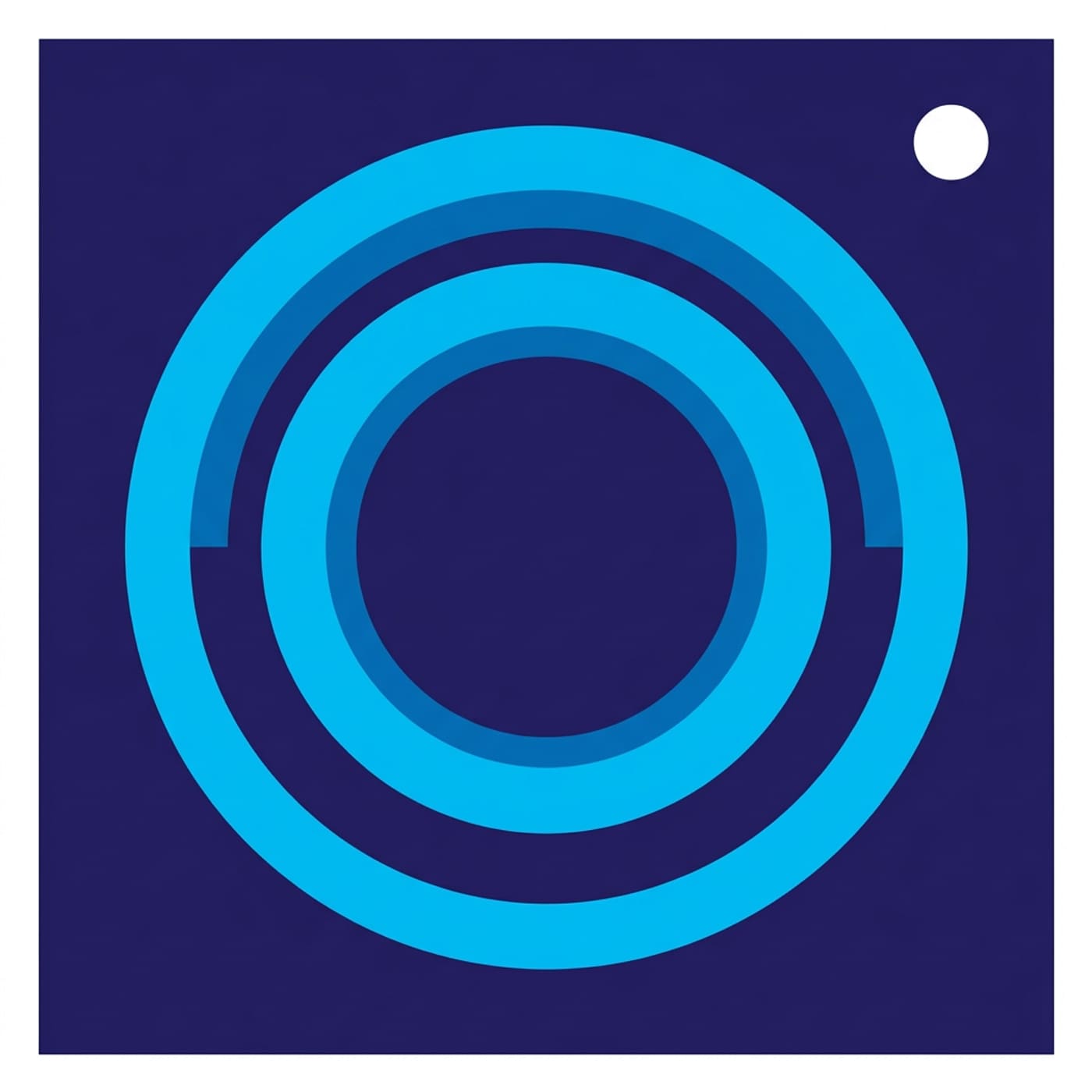 Pop-art vector cover: deep navy with three concentric cyan rings and a white dot.